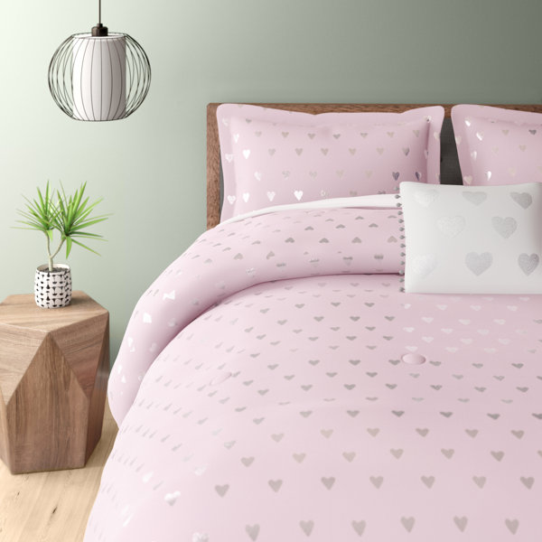 Pink Floral/Heart 100% Cotton Quilt Set Coverlet Bedspread 