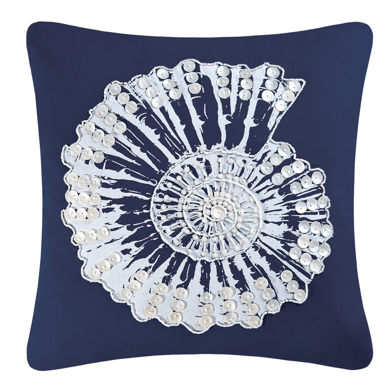 Breakwater Bay Bernal Nautilus Shell Embellished 100 Cotton Throw Pillow Reviews Wayfair