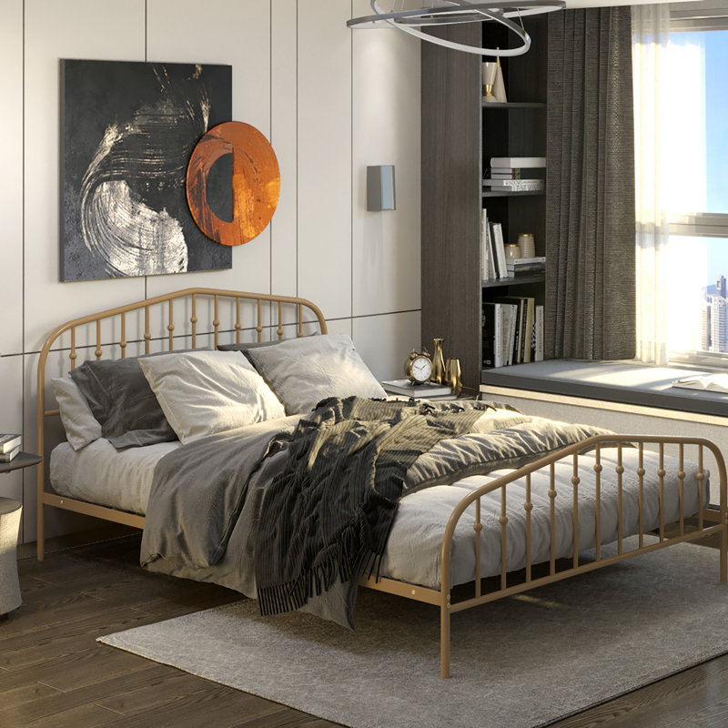 Red Barrel Studio Queen Size Metal Bed Frame Steel Slat ...