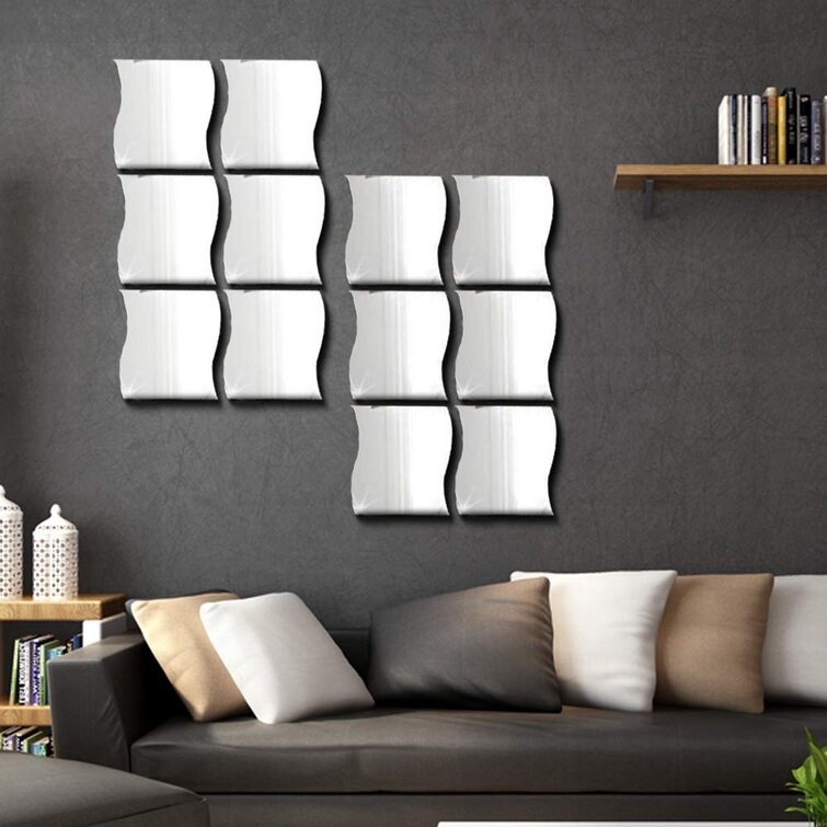 6 Pcs/Set 3D Mirror Geometric Mirror Acrylic Wall Sticker Home Decor Art DIY