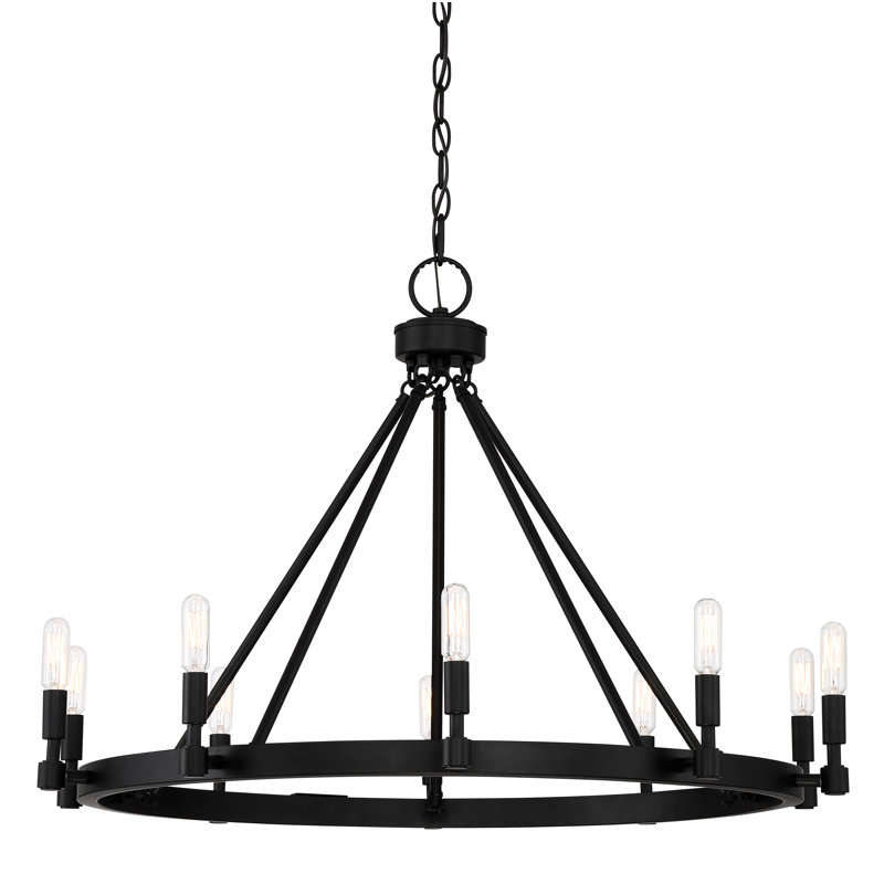 Drubin 10-Light Candle Style Wagon Wheel Chandelier