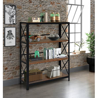Williston Forge Pirtle 72 H X 47 24 W Metal Etagere Bookcase Reviews Wayfair