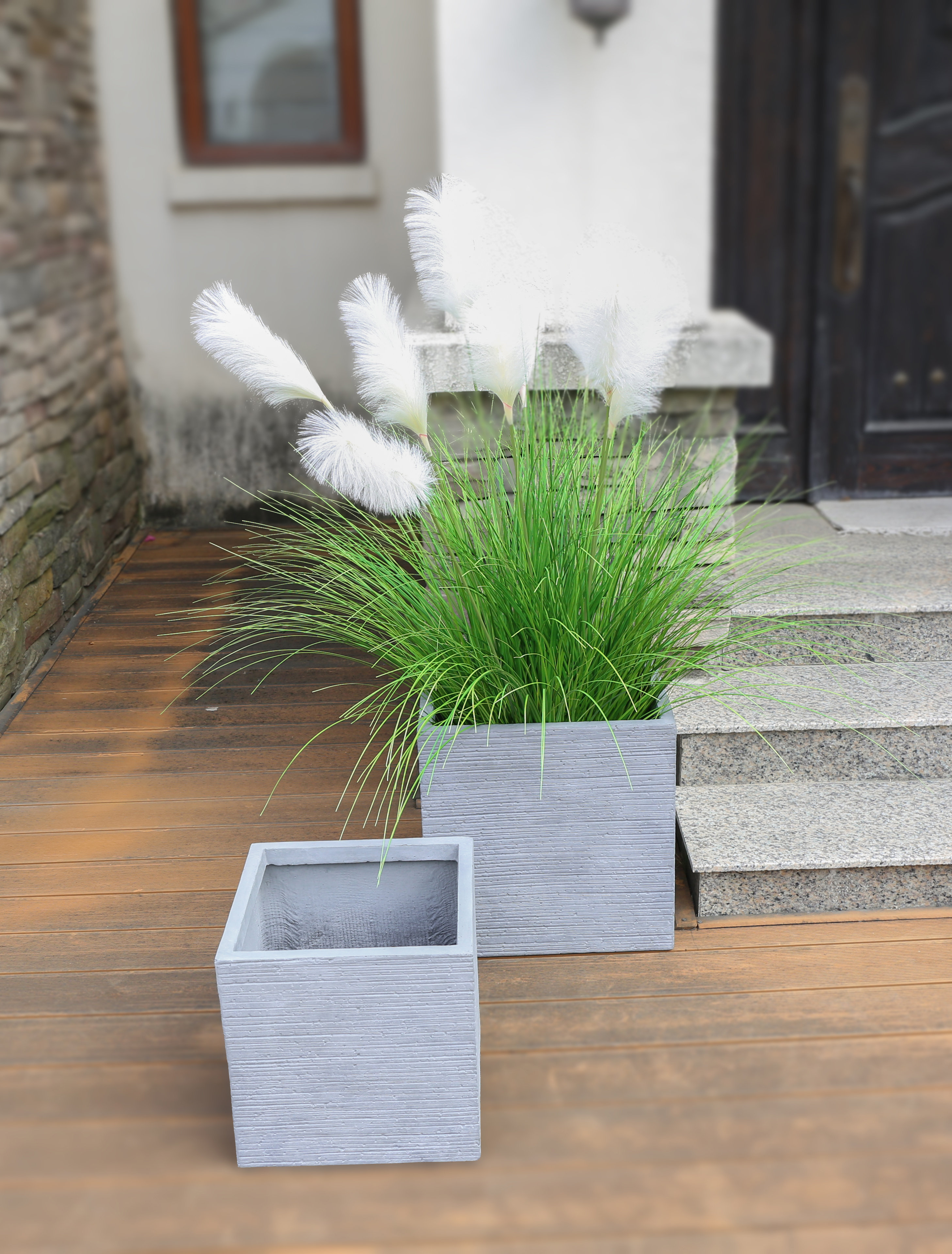 wayfair balcony planters on 17 Stories Oshiro 2 Piece Concrete Planter Box Set Wayfair