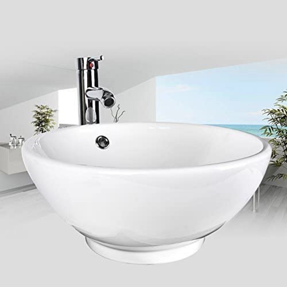Rays White Ceramic Circular Vessel Bathroom Sink With Faucet Wayfair