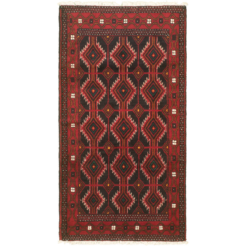 World Menagerie One Of A Kind Raghi Hand Knotted 2010s Esari Turkman Red 3 7 X 6 11 Wool Area Rug Wayfair