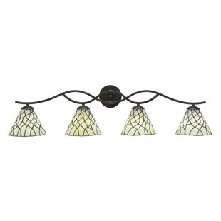 Best Hiroko 4-Light Tiffany Glass Shade Vanity Light By Red Barrel Studio Wall Lights Hiroko 4-Light Tiffany Glass Shade Vanity Light By Red Barrel Studio Wall Lights