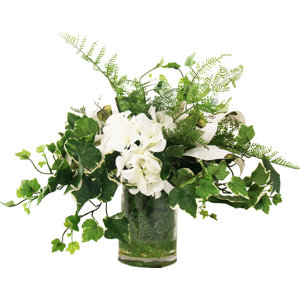 Faux English Ivy & Hydrangea Centerpiece in Decorative Vase
