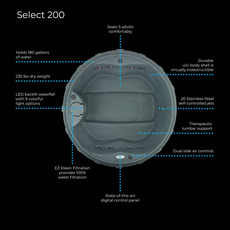 Select 200 5 Person 20 Jet Plug And Play Hot Tub With Led Waterfall