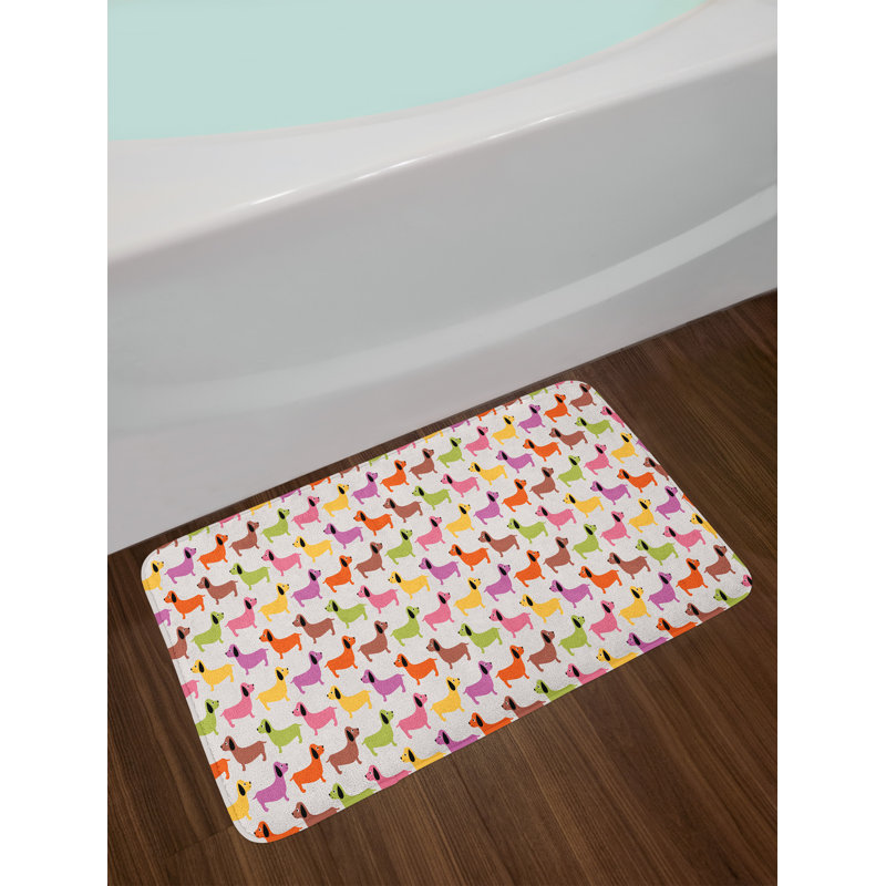 East Urban Home Ambesonne Dachshund Bath Mat By Abstract Colorful