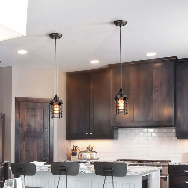 Williston Forge Lnc Rustic Pendant Lights For Kitchen Island In Rust Finish Dining Hanging Lighting Fixtures Wayfair