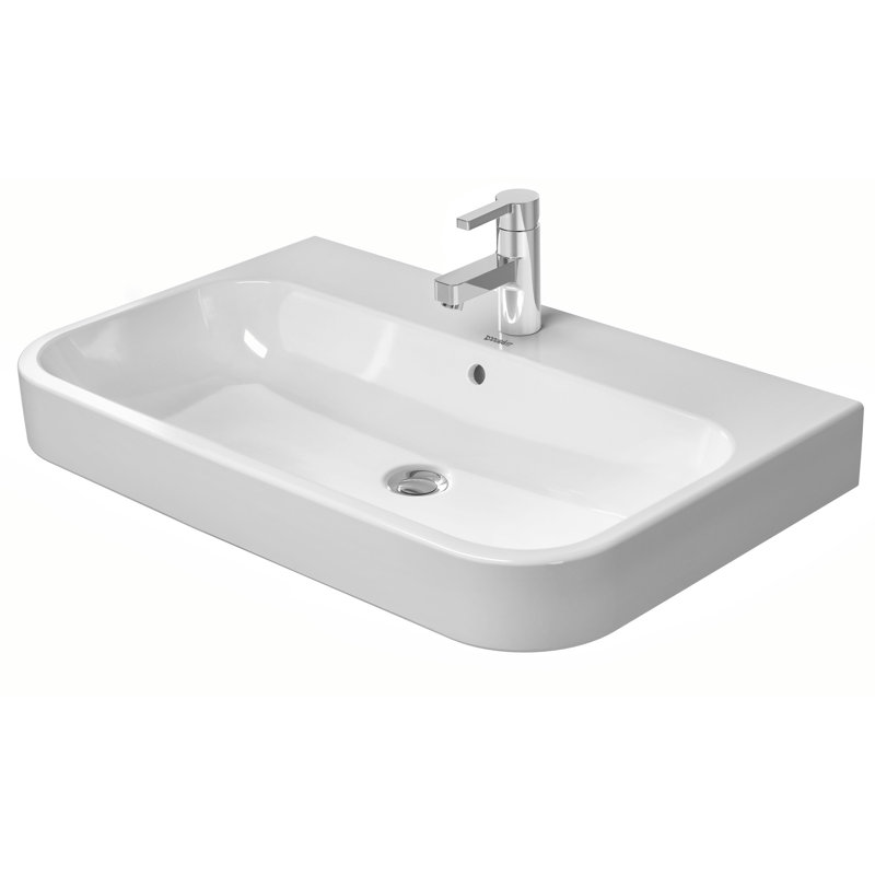Duravit White Ceramic Rectangular Wall Mount Bathroom Sink With Overflow Wayfair
