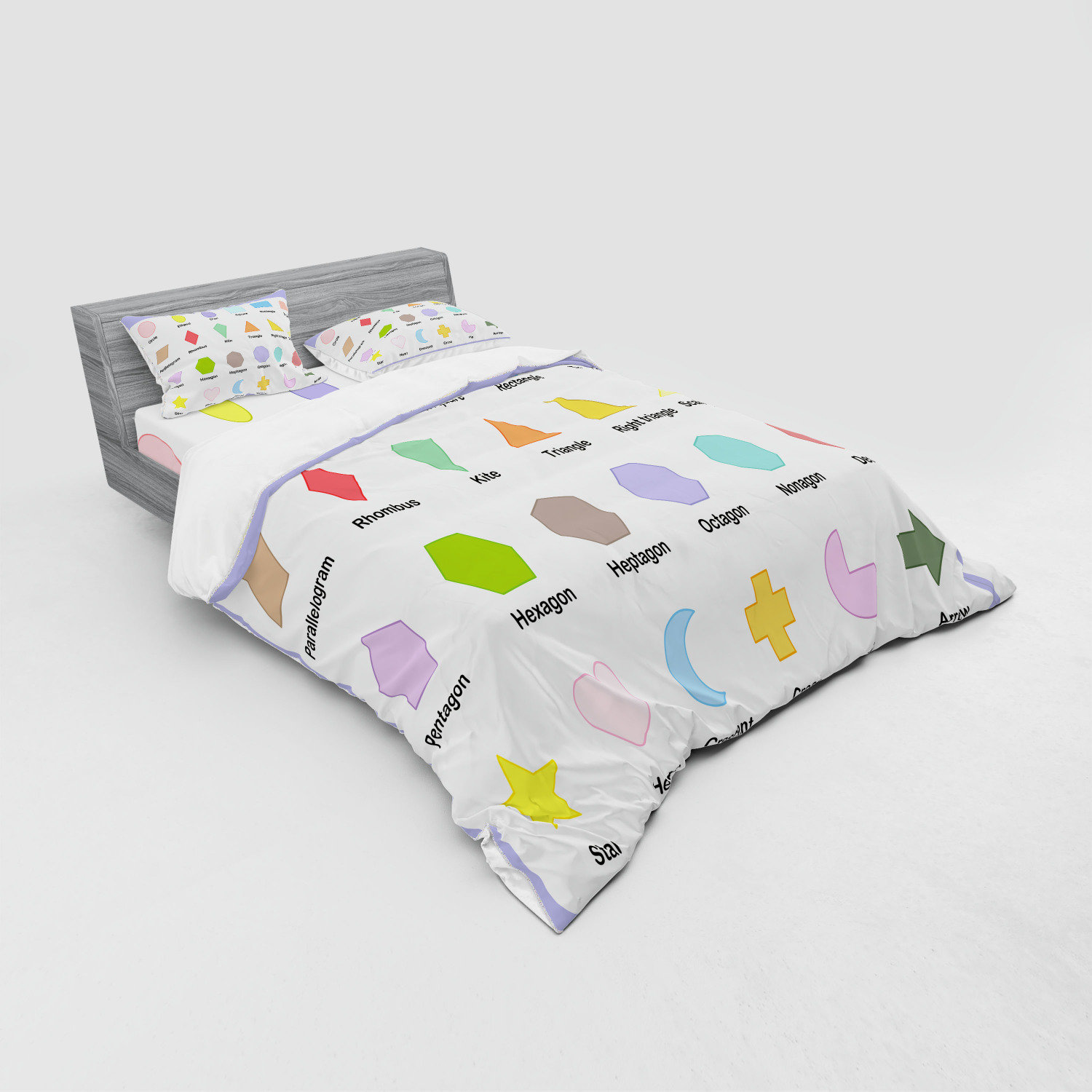 Ambesonne Cartoon Fitted Sheet Pillow Sham Set Bedding Decor in 4 Sizes
