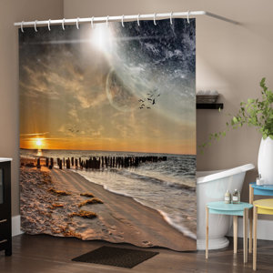 Space Magical Solar Eclipse Shower Curtain