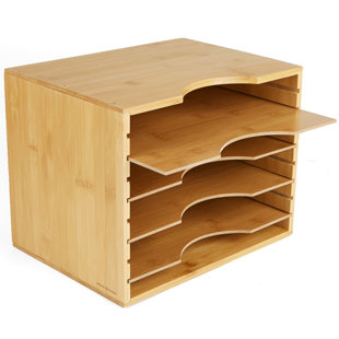 Desktop File Organizers You Ll Love Wayfair Bamboo 4 Tier File Organizer Box