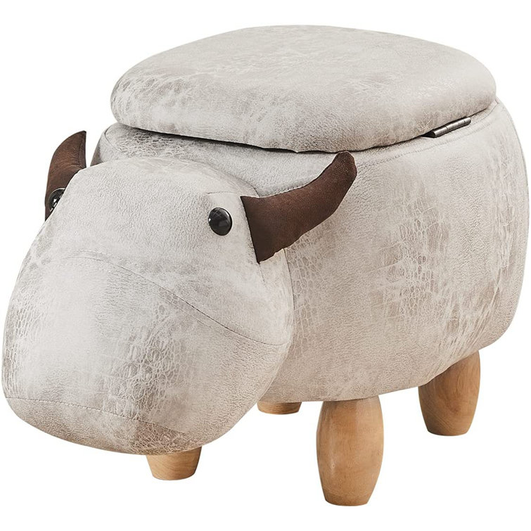 Maturi Upholstered Animal Storage Ottoman Footrest Stool, Vivid Adorable  Cow,Brown 