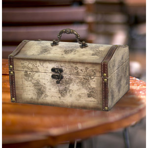 Westbrooks Old World Map Leather Vintage Style Treasure Box