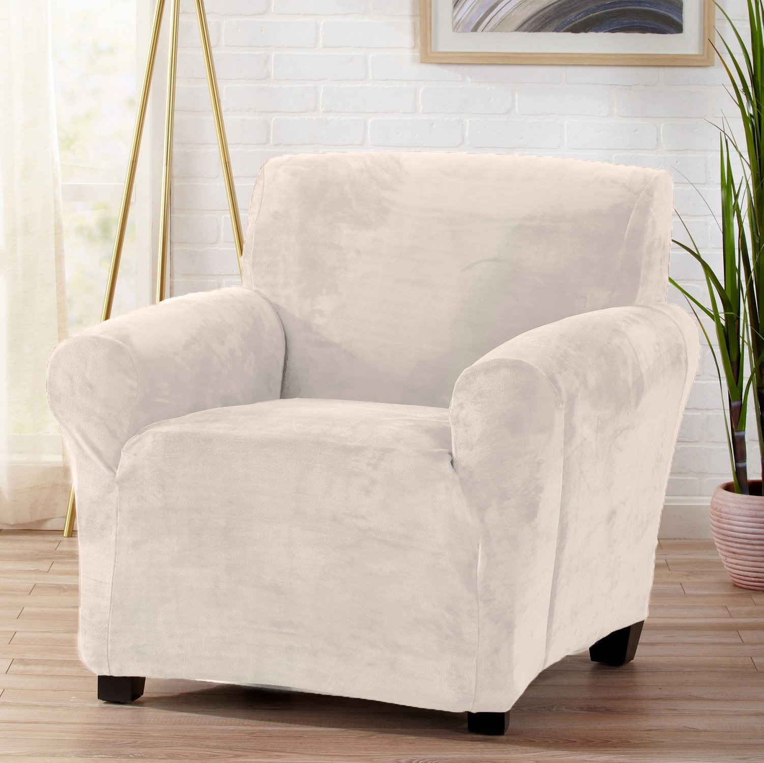 Symple Stuff Velvet Plush Form Fit Stretch T Cushion Armchair Symple Stuff Velvet Plush Form Fit Stretch T Cushion Armchair Slipcover Reviews Wayfair