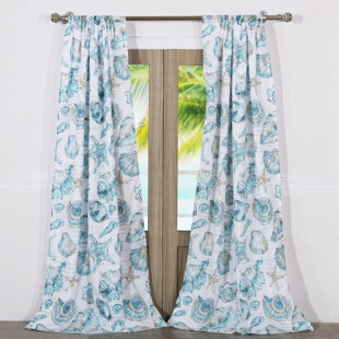 Beach And Coastal Curtains Wayfair Cette Nautical Semi Sheer Rod Pocket Curtain Panels Set Of 2