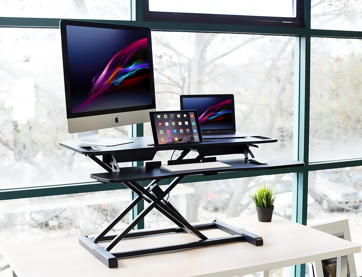 Mount It Dual Monitors Height Adjustable Standing Desk Converter