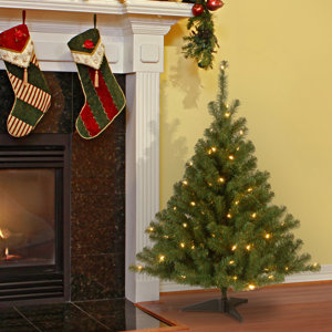 4' Green Artificial Christmas Tree with 100 Clear Lights