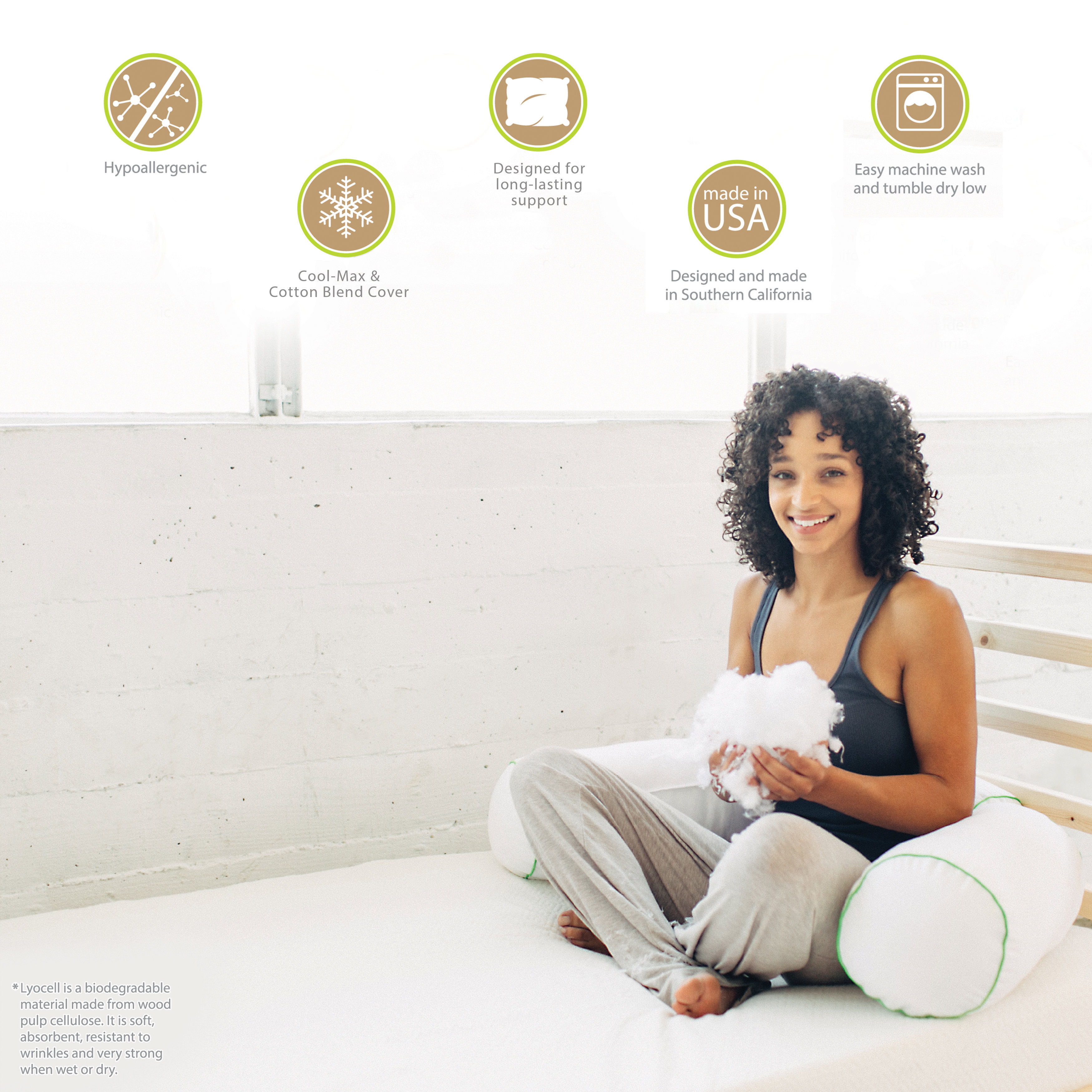 White Noise Dual Medium Polyfill Standard Cooling Bed Pillow & Reviews