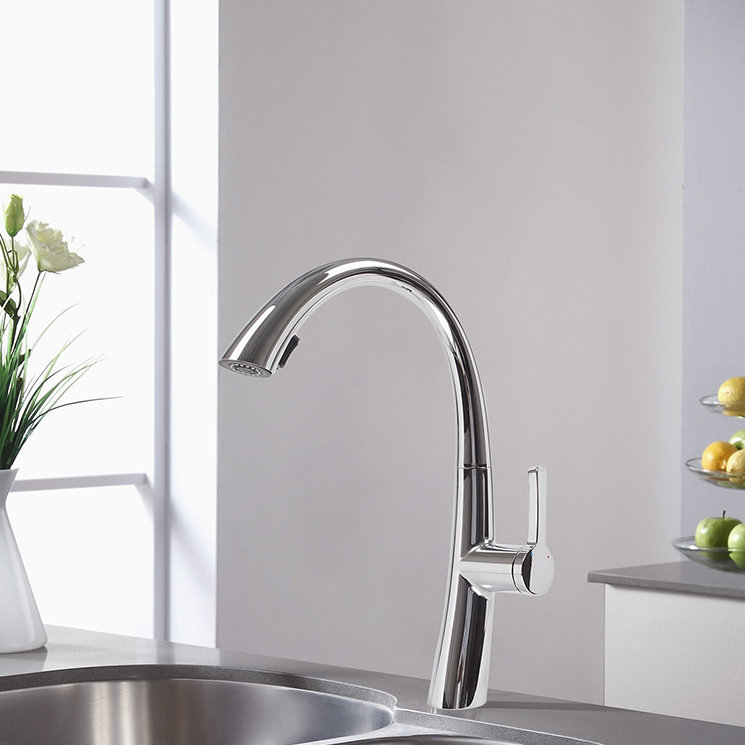 Cosmo Luxury High Arc Pull Down Single Handle Kitchen Faucet