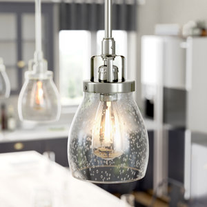 Eumyviv C0029 3-Lights Rectangle Wood Metal Pendant Lamp Light Fixture with Bubble Glass Shade Black Finished Retro Rustic Vintage Industrial Edison Ceiling Lamp Linear Chandeliers