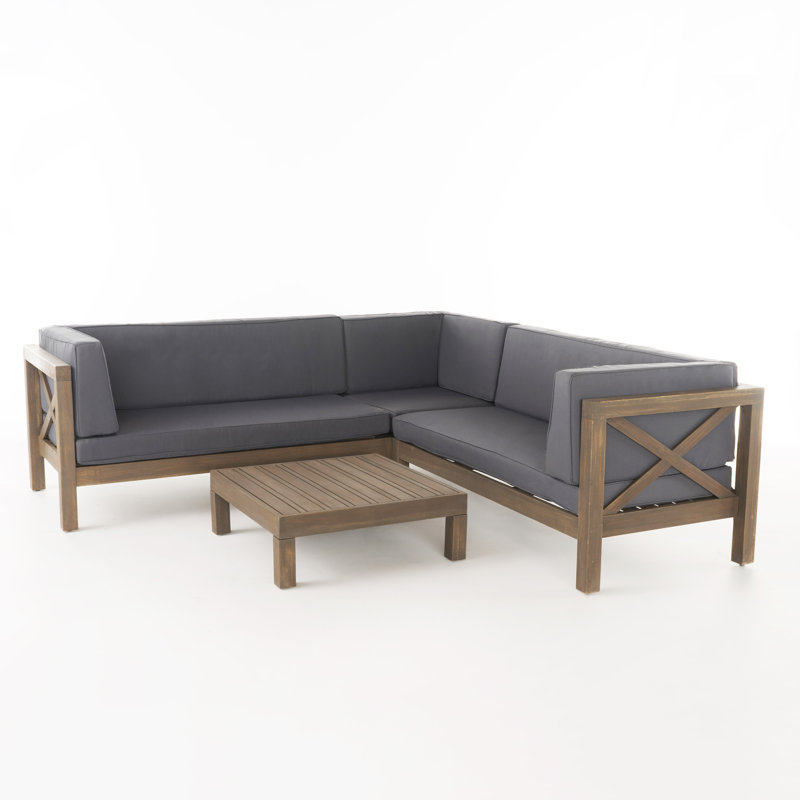 Highland Dunes Ellison 4 Piece Sectional Seating Sofa Set With