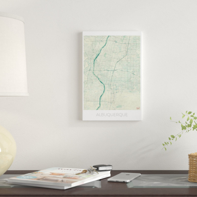 East Urban Home Albuquerque Vintage Blue Watercolor Urban