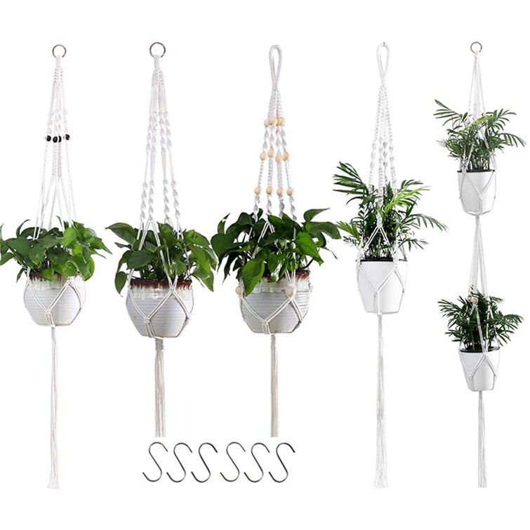 5Pcs Plastic Flower Pot Hanger Plant Basket Planter Holder Hanging Balcony Decor 