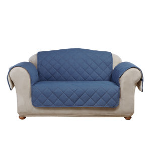 Denim Sherpa Box Cushion Loveseat Slipcover