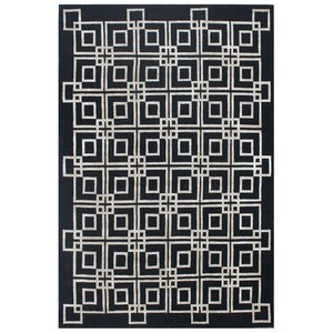 Hand-Knotted Wool/Silk Black Area Rug