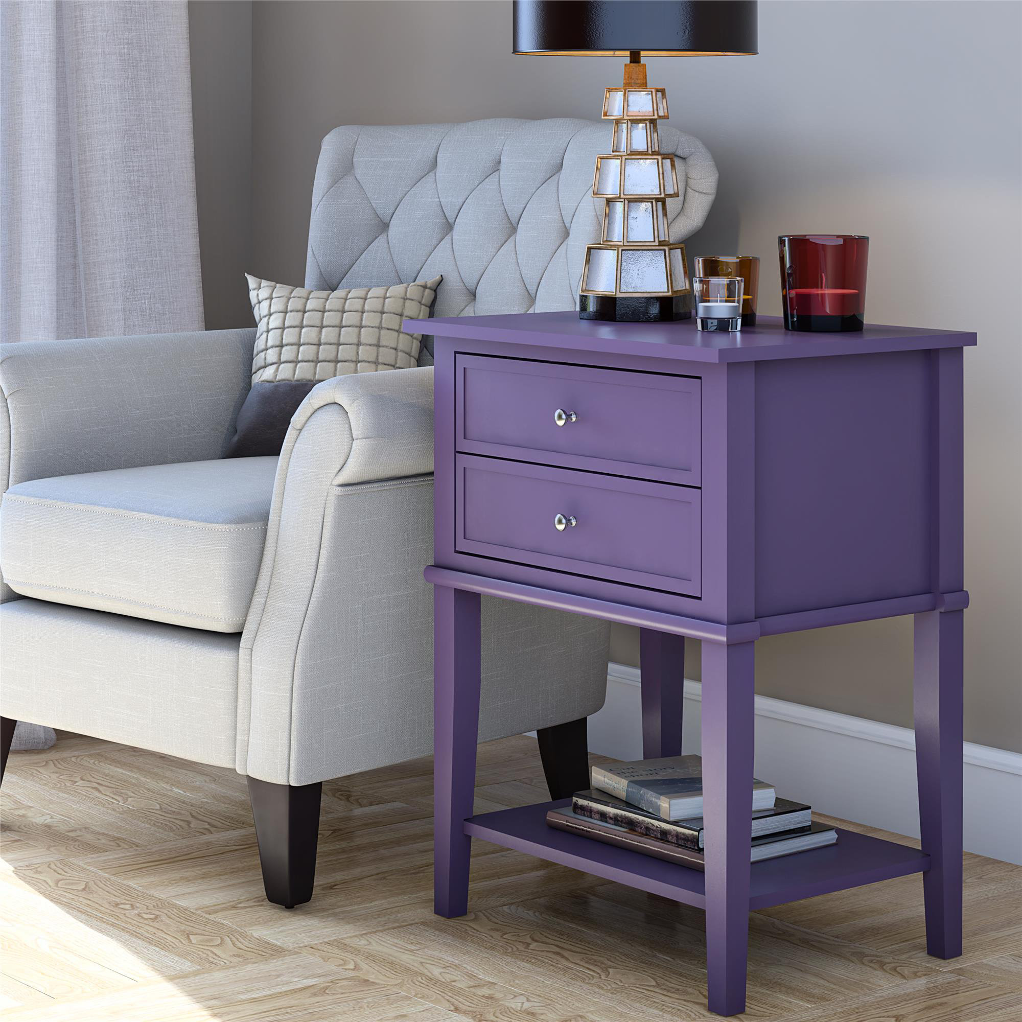 purple nightstand lamp