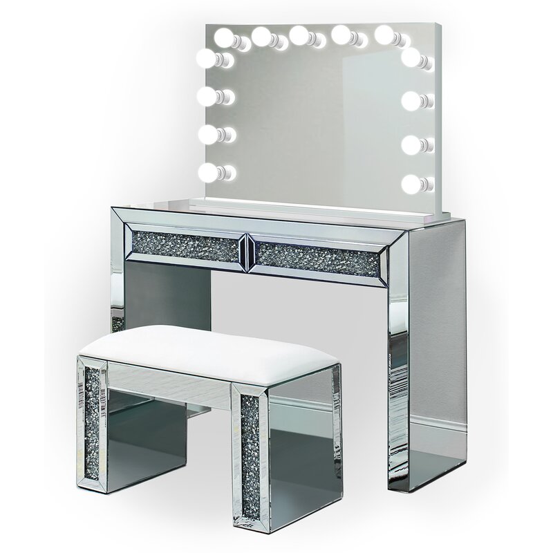 vanity set with light up mirror