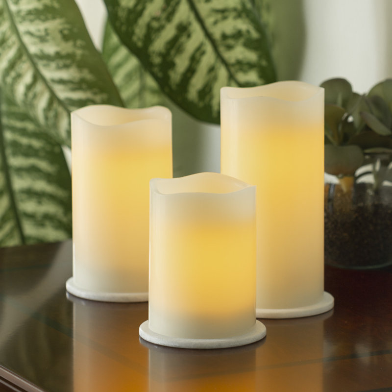 Ebern Designs 3 Piece Pillar Trio Unscented Flameless Candle Set Reviews Wayfair