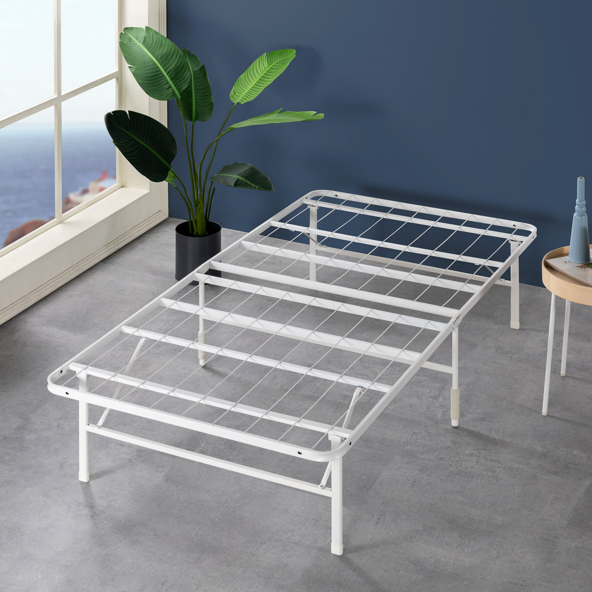 14" Steel Bed Frame Foldable Platform Mattress Bedroom Furniture Twin Queen King 