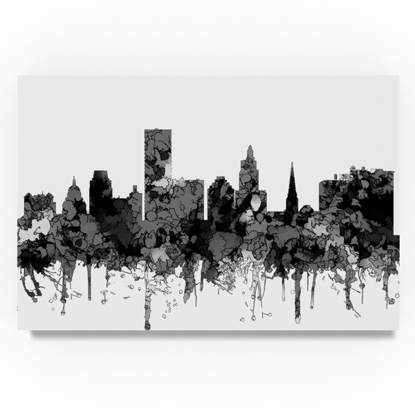 Trademark Art Providence Rhode Island Skyline B And W Graphic Art Print On Wrapped Canvas Wayfair