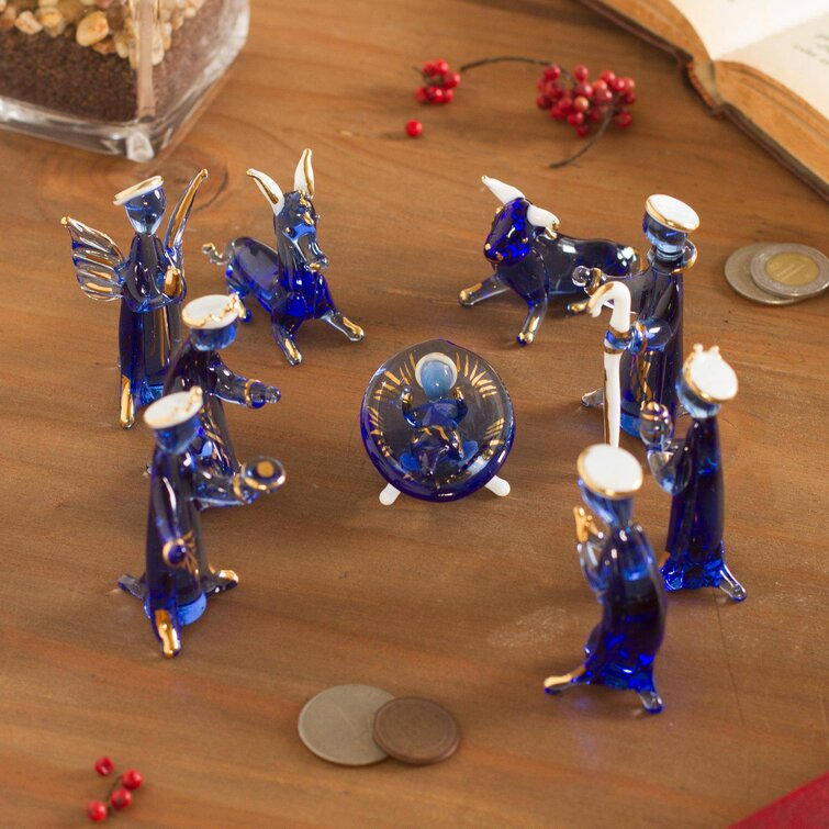 The Holiday Aisle® 10 Piece Glass Nativity Set | Wayfair