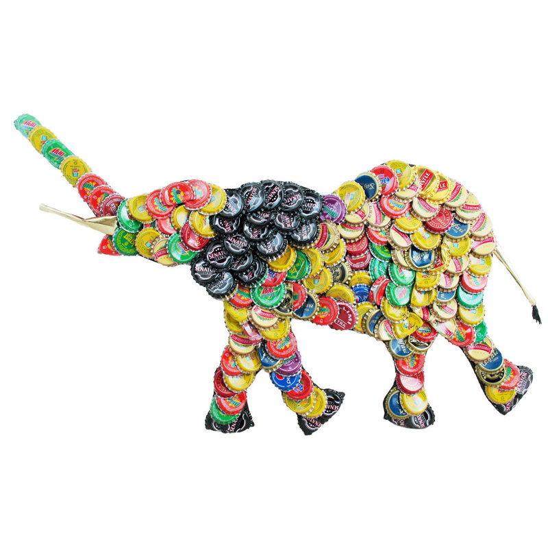 Ebern Designs Upcycled Bottle Cap Elephant Wall Decor Wayfair