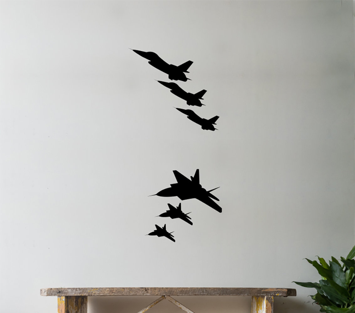 Williston Forge Fighter Jet Airplanes Silhouette Vinyl Words Wall Decal Wayfair