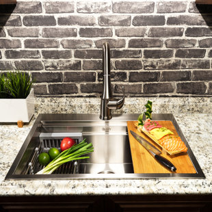 Kitchen Sink With Drain Board Wayfair 30 X 22 Drop In Kitchen Sink With Basket Strainer Tray And Cutting Board