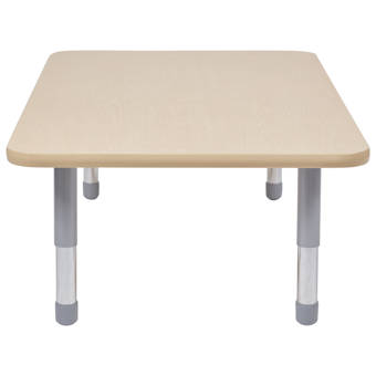Gray Top and Blue Edge Toddler Legs 24 x 48 inch FDP Rectangle Activity School and Kids Classroom Table Adjustable Height 15-24 inches