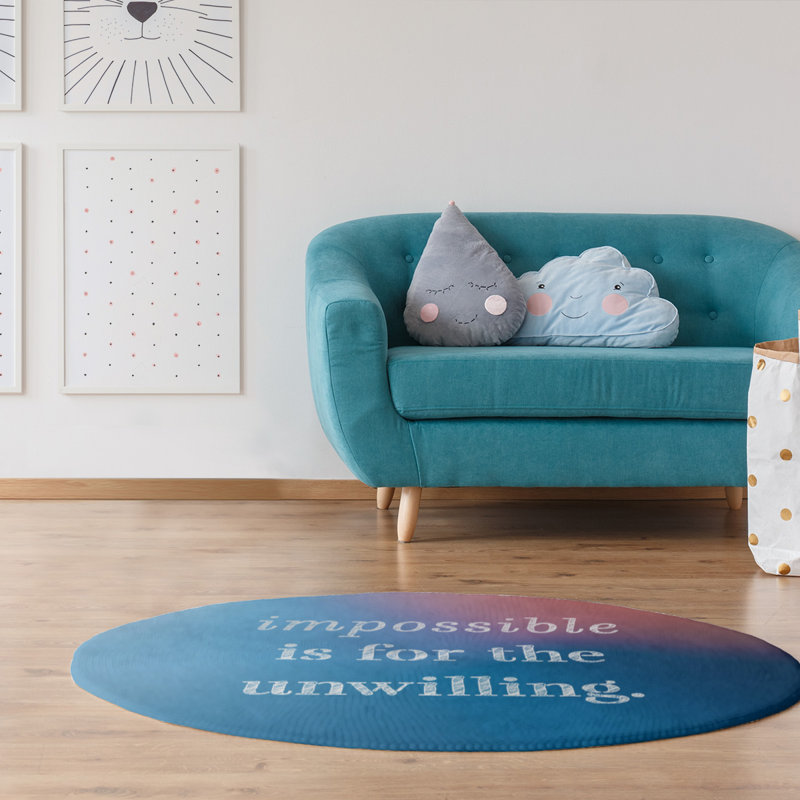 East Urban Home Multicolor Background Impossible Quote Poly Chenille Rug Wayfair