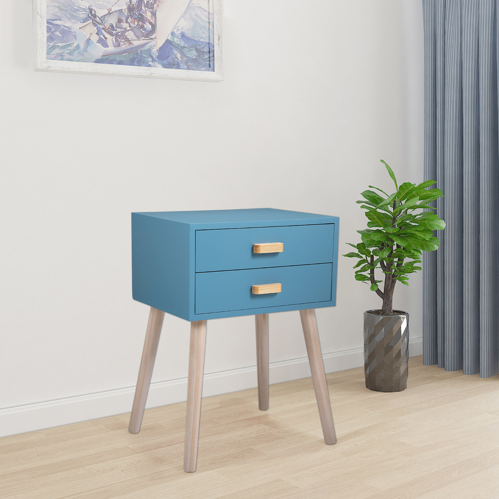 Corrigan Studio Mchone 2 Drawer Nightstand In Blue Wayfair