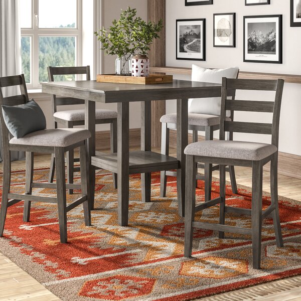 Sela 5 Piece Counter Height Solid Wood Dining Set