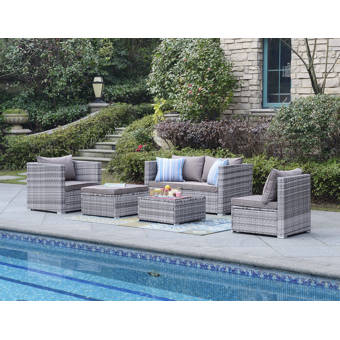 Beachcrest Home Augusta 6 Piece Sectional Seating Group With