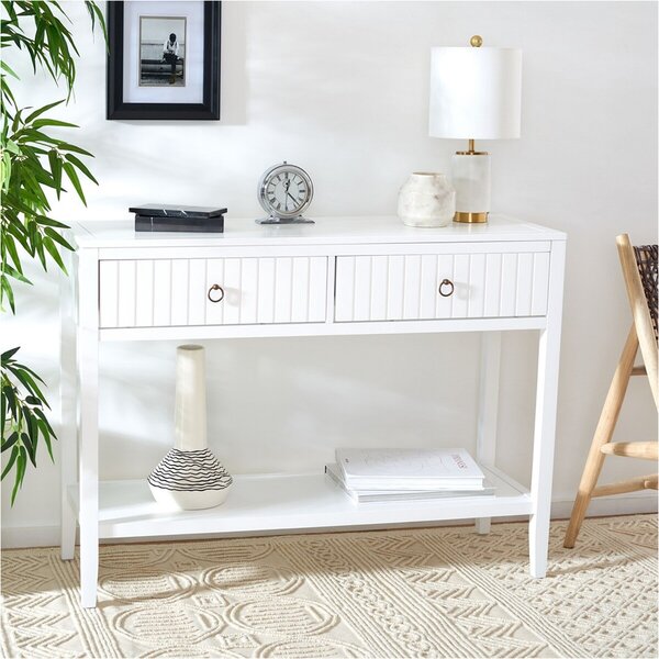 2 drawer console table white