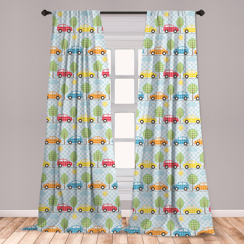 East Urban Home Ambesonne Baby Curtains Checkered Background With