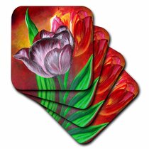 Set of 4 3dRose cst_18291_3 Flowers Tulips Ceramic Tile Coasters
