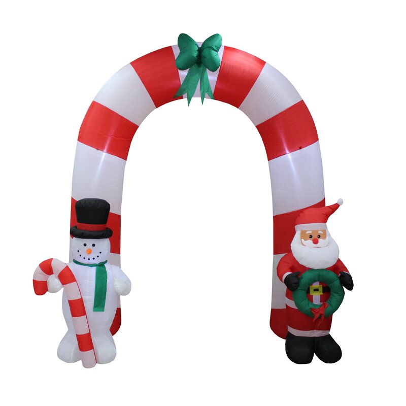 The Holiday Aisle Santa And Snowman Archway Door Inflatable Wayfair